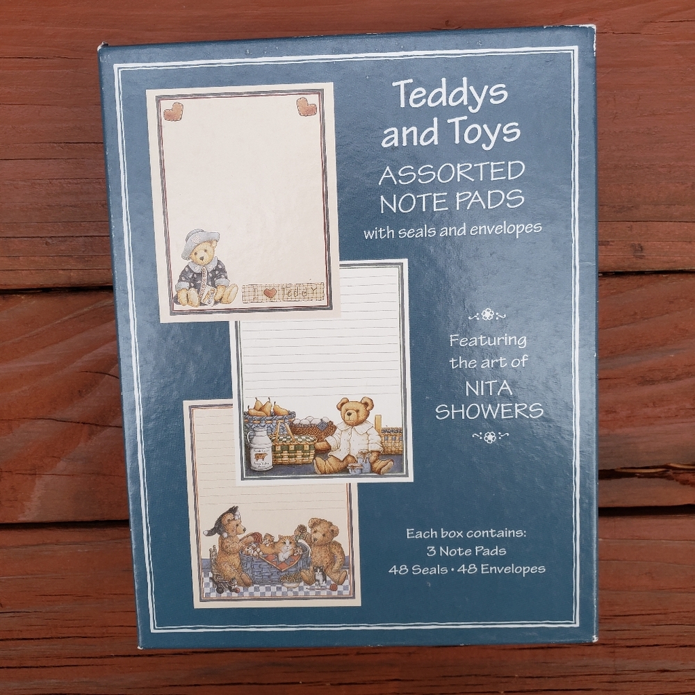 Older Teddy Bear and Toys Themed Assorted Note Pads- In Original Box